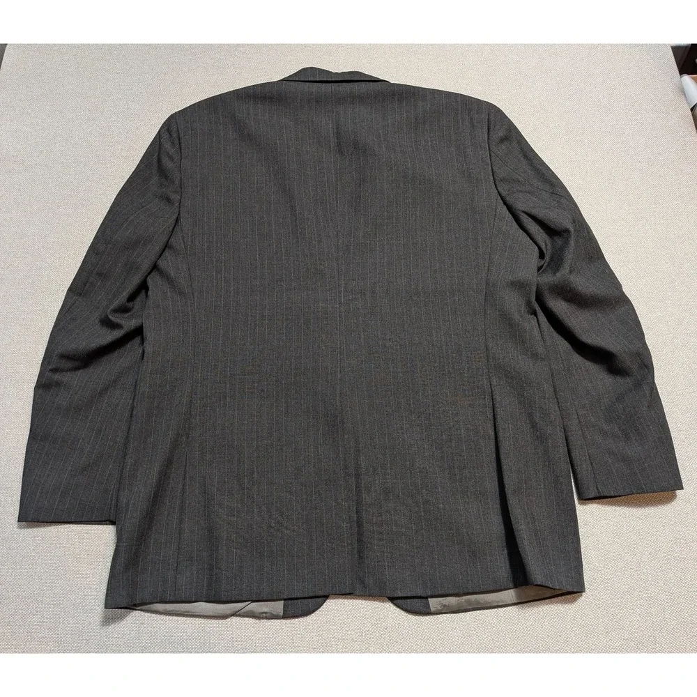 C&R Clothiers Men's 46L 2 Piece Suit Gray Pinstripe Wool Union USA Made Vintage